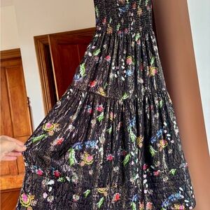 Cynthia Rowley Gorgeous iridescent dress with rouched bodice and tiered skirt.